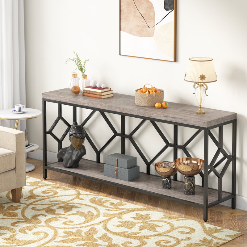 Mercer41 70.86'' Extra Long Entryway Accent Table, 2 Tier Console Sofa
